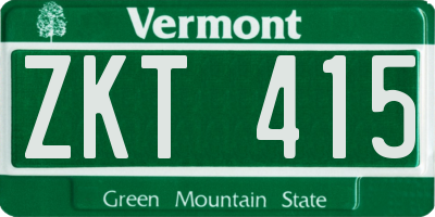VT license plate ZKT415