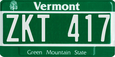 VT license plate ZKT417