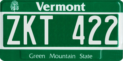 VT license plate ZKT422