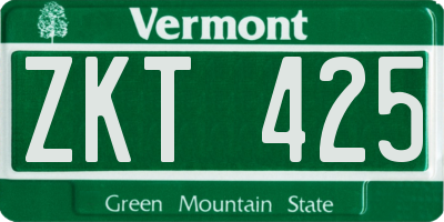 VT license plate ZKT425