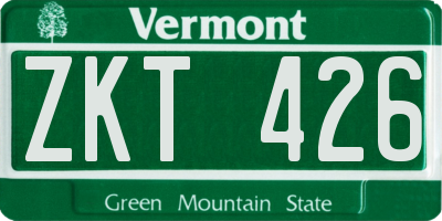 VT license plate ZKT426