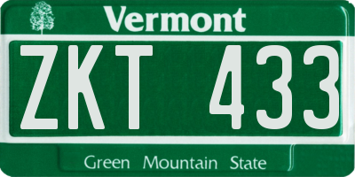 VT license plate ZKT433
