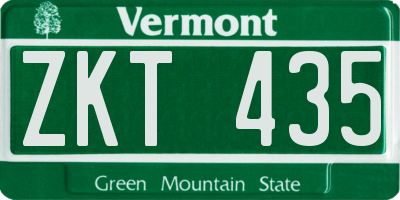 VT license plate ZKT435