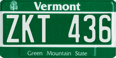 VT license plate ZKT436