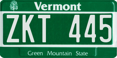 VT license plate ZKT445