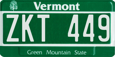 VT license plate ZKT449