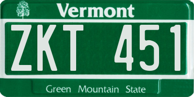 VT license plate ZKT451