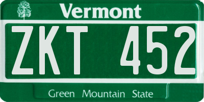 VT license plate ZKT452