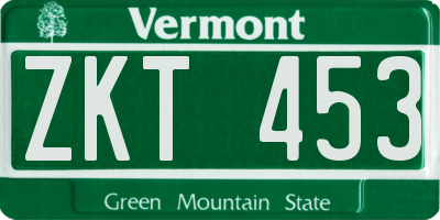 VT license plate ZKT453