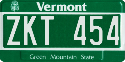 VT license plate ZKT454