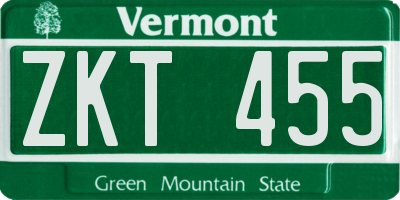 VT license plate ZKT455
