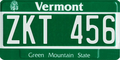 VT license plate ZKT456