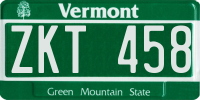 VT license plate ZKT458