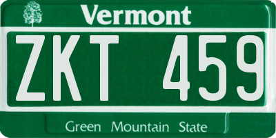 VT license plate ZKT459