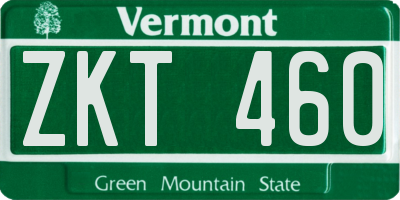 VT license plate ZKT460