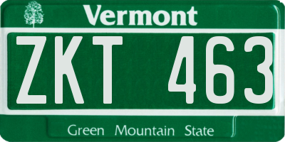 VT license plate ZKT463