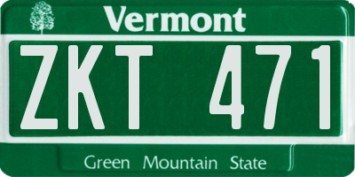 VT license plate ZKT471
