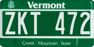 VT license plate ZKT472