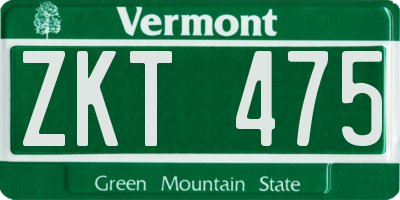 VT license plate ZKT475