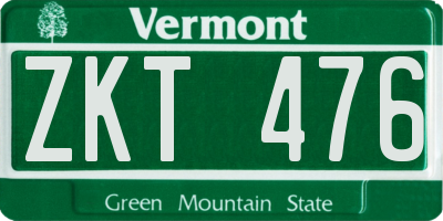 VT license plate ZKT476