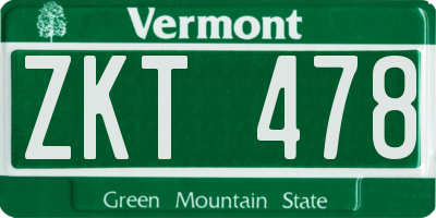 VT license plate ZKT478