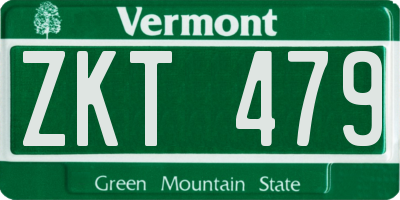 VT license plate ZKT479