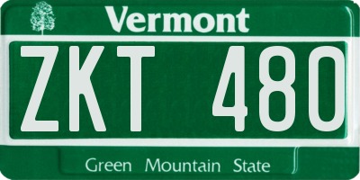 VT license plate ZKT480