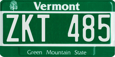 VT license plate ZKT485
