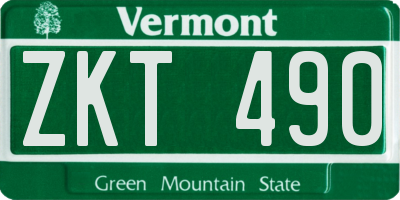 VT license plate ZKT490