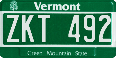VT license plate ZKT492