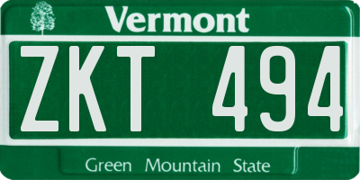 VT license plate ZKT494