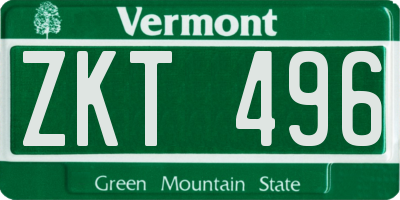VT license plate ZKT496