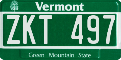 VT license plate ZKT497