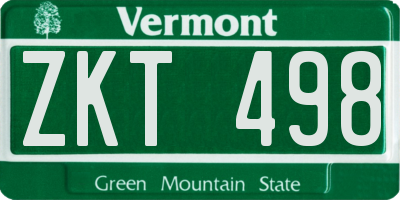 VT license plate ZKT498