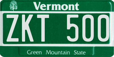 VT license plate ZKT500