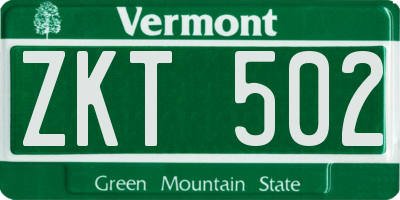 VT license plate ZKT502