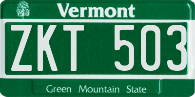 VT license plate ZKT503