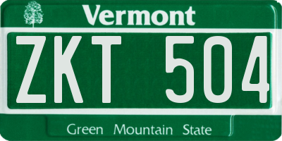 VT license plate ZKT504