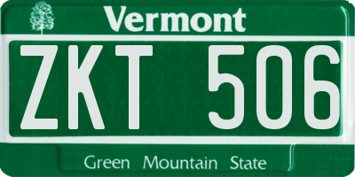 VT license plate ZKT506