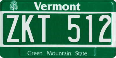VT license plate ZKT512