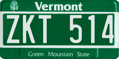 VT license plate ZKT514