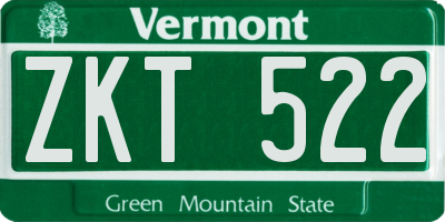 VT license plate ZKT522