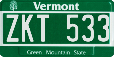 VT license plate ZKT533