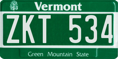 VT license plate ZKT534
