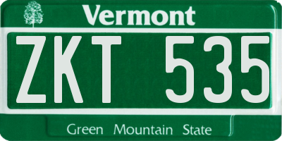 VT license plate ZKT535