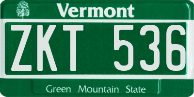 VT license plate ZKT536