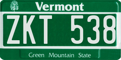 VT license plate ZKT538