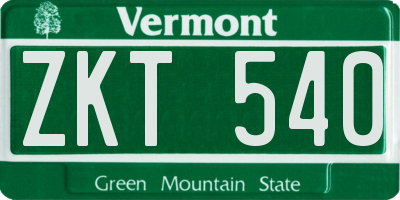 VT license plate ZKT540