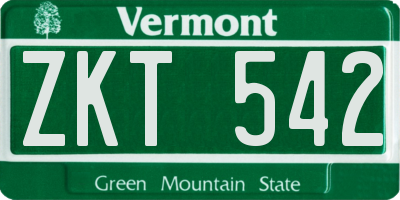 VT license plate ZKT542