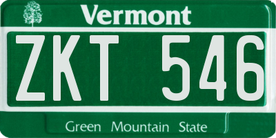 VT license plate ZKT546